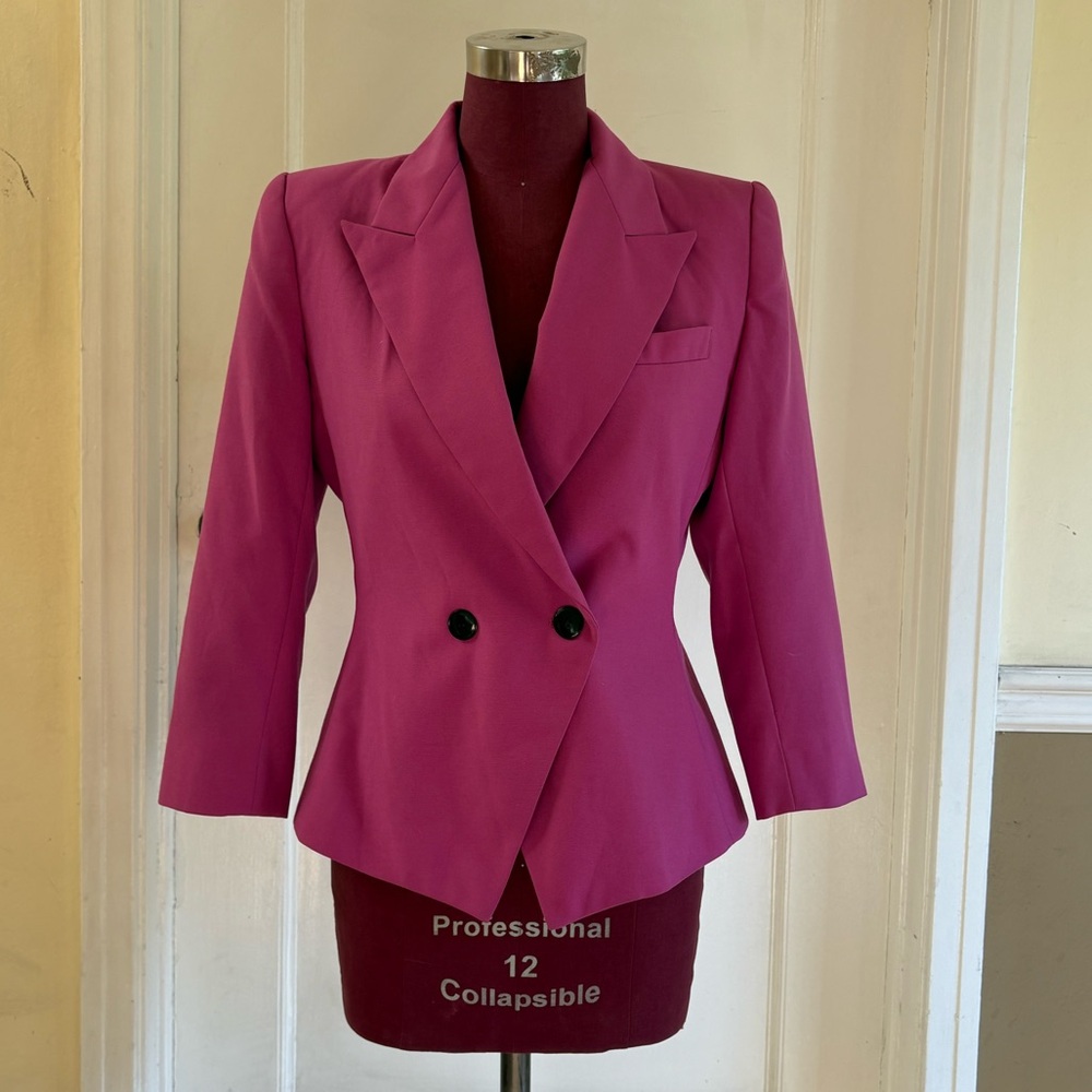 1980s SASSON Double-Breasted magenta Pink Blazer Jacket size 10